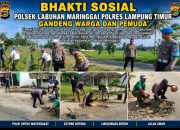 BHAKTI SOSIAL POLSEK LABUHAN MARINGGAI POLRES LAMTIM GANDENG WARGA DAN PEMUDA TAMBAL JALAN RUSAK.