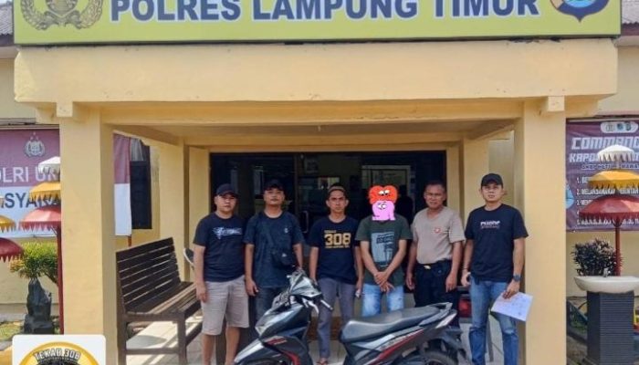 TEKAB 308 POLSEK LABUHAN MARINGGAI BEKUK PELAKU CURAT, MOTOR KORBAN DI KEMBALIKAN.
