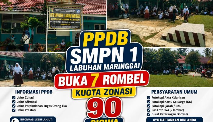 PPDB SMPN 1 Labuhan Maringgai Buka 7 Rombel, Kuota Zonasi 90 Siswa Jadi yang Terbanyak