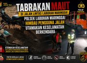 TABRAKAN MAUT DI JALINTIM LABUHAN MARINGGAI! 1 TEWAS, 1 LUKA USAI TRUK FUSO TABRAK SEPEDA MOTOR,POLSEK LABUHAN MARINGGAI HIMBAU PENGGUNA JALAN UTAMAKAN KESELAMATAN.