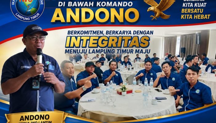IWO LAMTIM DI BAWAH KOMANDO ANDONO BERKOMITMEN, BERKARYA DENGAN INTEGRITAS  WUJUDKAN LAMPUNG TIMUR MAJU.
