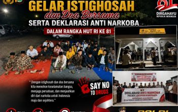POLSEK LABUHAN MARINGGAI GELAR ISTIQOSAH DAN DOA BERSAMA HUT RI KE-81 SERTA DEKLARASI ANTI NARKOBA